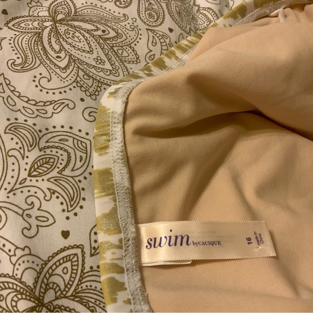 Rare Find!! Cacique Tankini Swim Set - Gold & White Leopard - 42C Top/16 Skirt - Picture 8 of 12